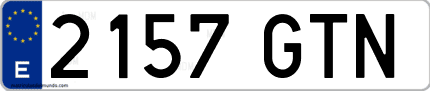 Ejemplo de matrícula de coche ordinaria 2157 GTN