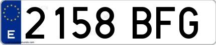 Ejemplo de matrícula española 2158 BFG