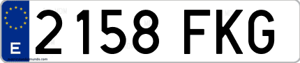 Ejemplo de matrícula de coche ordinaria 2158 FKG