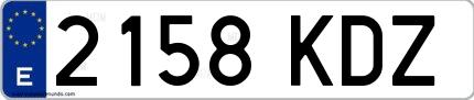 Ejemplo de matrícula española 2158 KDZ