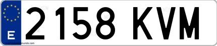 Ejemplo de matrícula española 2158 KVM