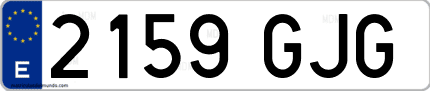 Ejemplo de matrícula de coche ordinaria 2159 GJG