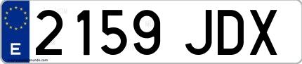 Ejemplo de matrícula española 2159 JDX