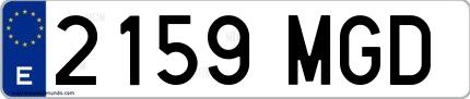 Ejemplo de matrícula española 2159 MGD