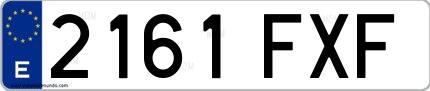 Ejemplo de matrícula de coche ordinaria 2161 FXF