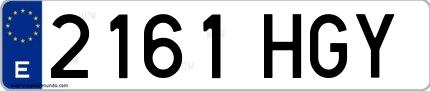 Ejemplo de matrícula de coche ordinaria 2161 HGY
