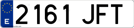 Ejemplo de matrícula de coche ordinaria 2161 JFT