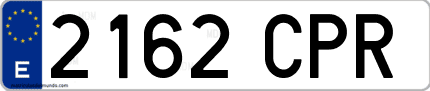 Ejemplo de matrícula de coche ordinaria 2162 CPR