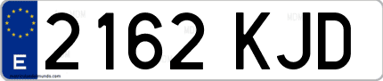 Ejemplo de matrícula de coche ordinaria 2162 KJD