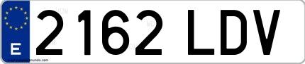 Ejemplo de matrícula española 2162 LDV