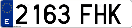 Ejemplo de matrícula de coche ordinaria 2163 FHK