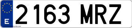 Ejemplo de matrícula de coche ordinaria 2163 MRZ