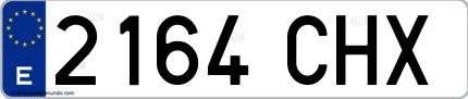 Ejemplo de matrícula española 2164 CHX