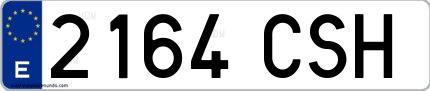 Ejemplo de matrícula española 2164 CSH
