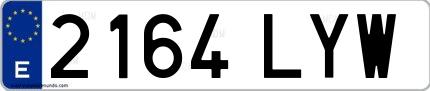 Ejemplo de matrícula española 2164 LYW