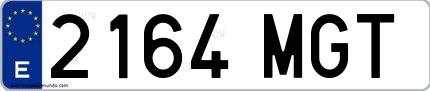 Ejemplo de matrícula española 2164 MGT