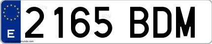 Ejemplo de matrícula española 2165 BDM