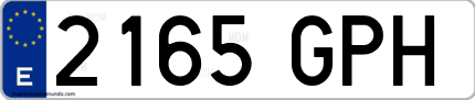 Ejemplo de matrícula de coche ordinaria 2165 GPH