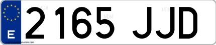 Ejemplo de matrícula española 2165 JJD