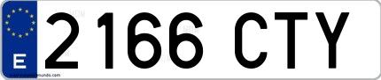Ejemplo de matrícula española 2166 CTY