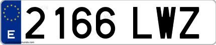 Ejemplo de matrícula de coche ordinaria 2166 LWZ