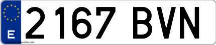 Ejemplo de matrícula de coche ordinaria 2167 BVN