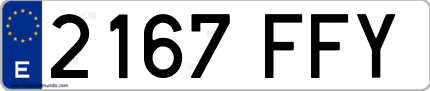 Ejemplo de matrícula de coche ordinaria 2167 FFY