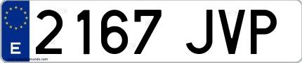 Ejemplo de matrícula española 2167 JVP