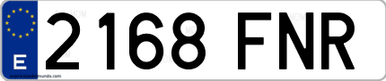 Ejemplo de matrícula de coche ordinaria 2168 FNR