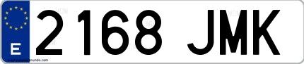 Ejemplo de matrícula española 2168 JMK