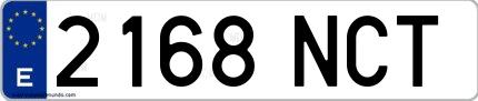 Ejemplo de matrícula española 2168 NCT