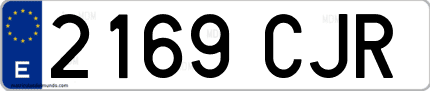 Ejemplo de matrícula de coche ordinaria 2169 CJR