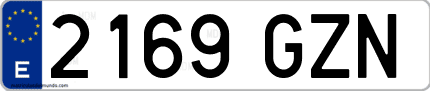 Ejemplo de matrícula de coche ordinaria 2169 GZN