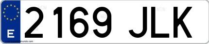 Ejemplo de matrícula española 2169 JLK