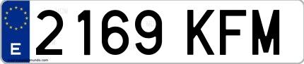 Ejemplo de matrícula española 2169 KFM