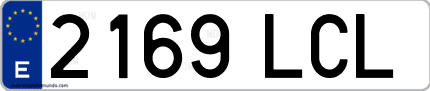 Ejemplo de matrícula de coche ordinaria 2169 LCL