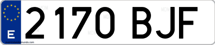 Ejemplo de matrícula de coche ordinaria 2170 BJF