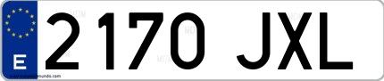 Ejemplo de matrícula española 2170 JXL