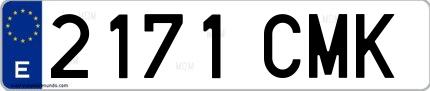 Ejemplo de matrícula española 2171 CMK