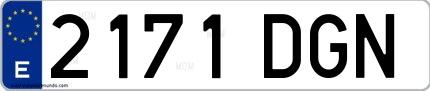 Ejemplo de matrícula española 2171 DGN