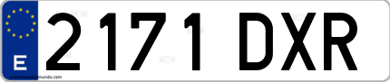 Ejemplo de matrícula de coche ordinaria 2171 DXR