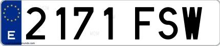 Ejemplo de matrícula española 2171 FSW