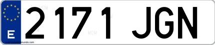 Ejemplo de matrícula española 2171 JGN