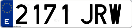 Ejemplo de matrícula de coche ordinaria 2171 JRW
