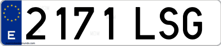 Ejemplo de matrícula de coche ordinaria 2171 LSG