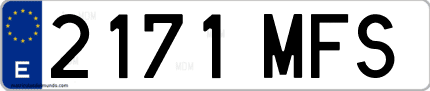 Ejemplo de matrícula de coche ordinaria 2171 MFS