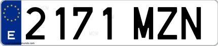 Ejemplo de matrícula española 2171 MZN