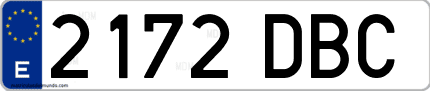 Ejemplo de matrícula de coche ordinaria 2172 DBC