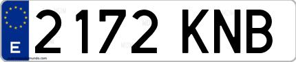 Ejemplo de matrícula de coche ordinaria 2172 KNB