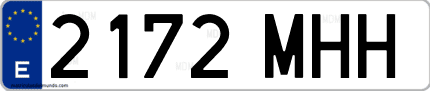 Ejemplo de matrícula de coche ordinaria 2172 MHH